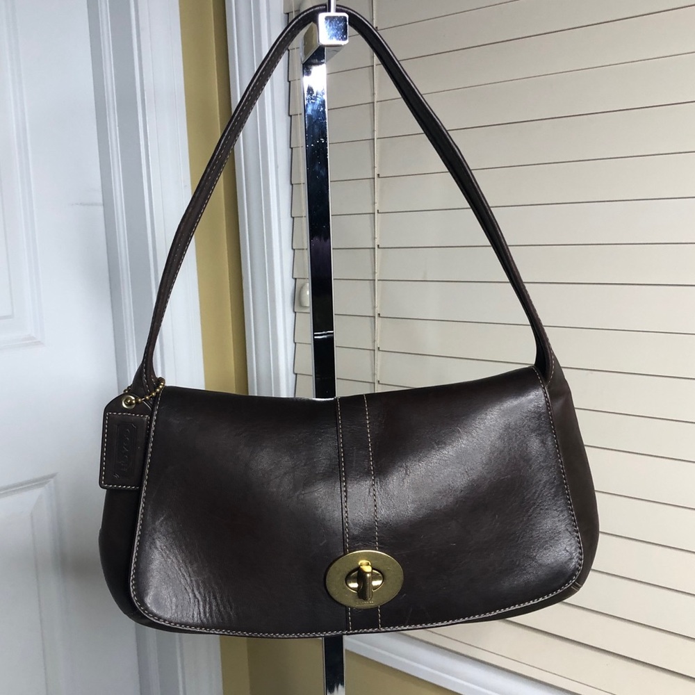 Coach Brown Leather Turnlock Ergo Shoulder Bag